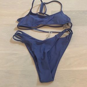 strappy open back blue/purple bathing suit